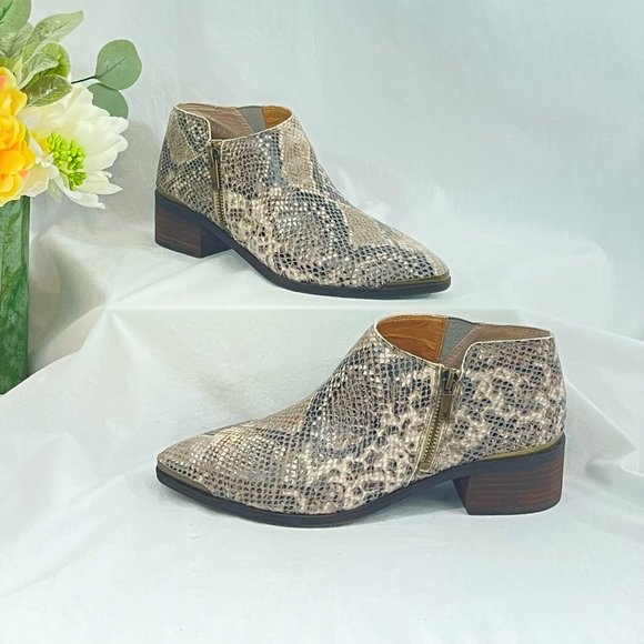 Snakeskin Leather Bootie | Lucky Brand - Picture 1 of 6
